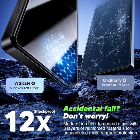 WSKEN for Samsung Galaxy S25 Ultra Privacy Screen Protector - [24° Anti-Spy] [0.02s Fingerprint Unlock] [Auto Dust Remove] [Zero Bubble] Top Durable 9H+ Tempered Glass Case Friendly, 4 Pack in Saudi Arabia
