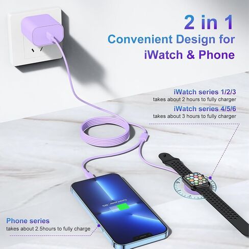 تمت ترقيته لشاحن Apple Watch ، 2 في 1 USB C Magnetic Iwatch Charger Cord & USB-C إلى كابل الإضاءة 3 قدمًا مع كتلة C ، شحن سريع ، سلسلة مراقبة I Ultra/9/8/7/6/SE/5 ، للهاتف 14/13/12 سلسلة in Kuwait