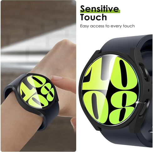 EWUONU [4+4Pack Galaxy Watch 6 Screen Protector Case 44mm 2023, Anti-Fog Tempered Glass Film and Hard PC Bumper Case Cover for Samsung Galaxy Watch 6 44mm in Saudi Arabia