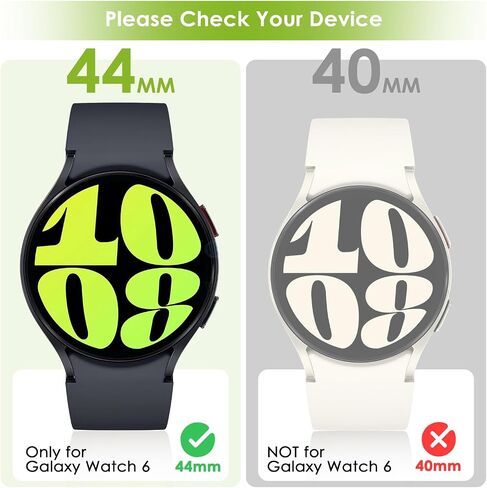 EWUONU [4+4Pack Galaxy Watch 6 Screen Protector Case 44mm 2023, Anti-Fog Tempered Glass Film and Hard PC Bumper Case Cover for Samsung Galaxy Watch 6 44mm in Saudi Arabia