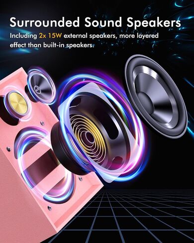 Vinyl Record Player with External Speakers, Wireless Bluetooth 3 Speed Vintage Record Player and Speakers Retro Turntable with Stereo Speakers, RCA Line-Out and AUX-in, Black in Saudi Arabia