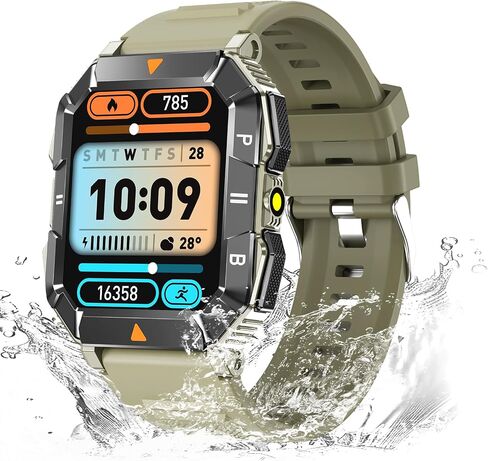 Military Smart Watch for Men (Answer/Make Call), Fitness Smart Watch with Flashlight for Android and iPhone, Waterproof Fitness Tracker with Blood Oxygen/Heart Rate/Sleep/110+ Sport Modes in Saudi Arabia