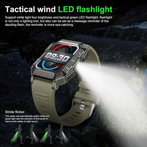 Military Smart Watch for Men (Answer/Make Call), Fitness Smart Watch with Flashlight for Android and iPhone, Waterproof Fitness Tracker with Blood Oxygen/Heart Rate/Sleep/110+ Sport Modes in Saudi Arabia