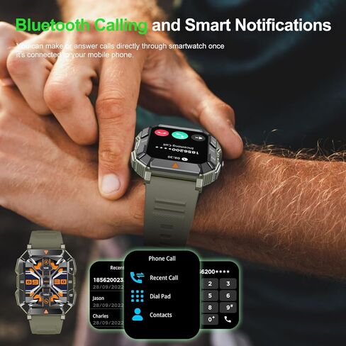 Military Smart Watch for Men (Answer/Make Call), Fitness Smart Watch with Flashlight for Android and iPhone, Waterproof Fitness Tracker with Blood Oxygen/Heart Rate/Sleep/110+ Sport Modes in Saudi Arabia