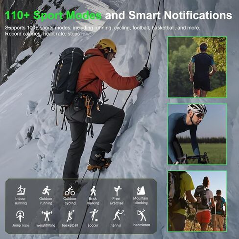 Military Smart Watch for Men (Answer/Make Call), Fitness Smart Watch with Flashlight for Android and iPhone, Waterproof Fitness Tracker with Blood Oxygen/Heart Rate/Sleep/110+ Sport Modes in Saudi Arabia