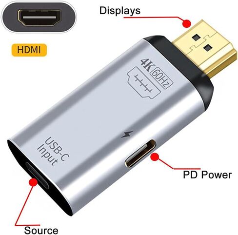 Xiwai USB-C Type C المصدر الإناث إلى Mini Displayport Dp Sink HDTV & PD Power Adapter 4K 60Hz 1080p للهاتف والكمبيوتر المحمول in Saudi Arabia
