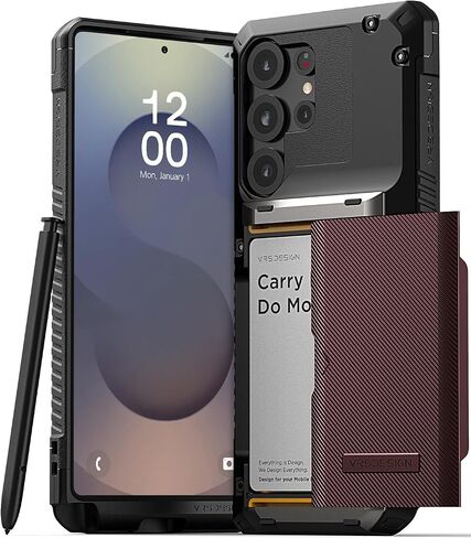 VRS DESIGN Damda Glide Pro Card Holder Case for Galaxy S25 Ultra (2025), Sturdy Semi Auto Card Slot Wallet [4 Cards] Case Designed for S25Ultra (2025) Matte Black in Saudi Arabia