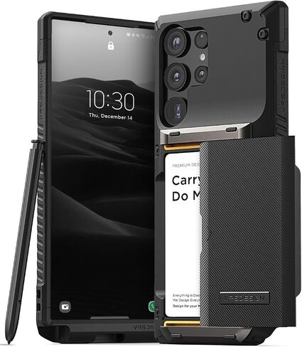 VRS DESIGN Damda Glide Pro Card Holder Case for Galaxy S25 Ultra (2025), Sturdy Semi Auto Card Slot Wallet [4 Cards] Case Designed for S25Ultra (2025) Matte Black in Saudi Arabia