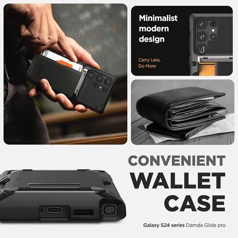 VRS DESIGN Damda Glide Pro Card Holder Case for Galaxy S25 Ultra (2025), Sturdy Semi Auto Card Slot Wallet [4 Cards] Case Designed for S25Ultra (2025) Matte Black in Saudi Arabia