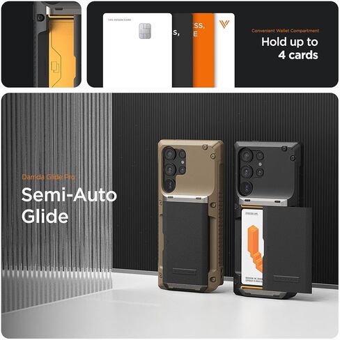VRS DESIGN Damda Glide Pro Card Holder Case for Galaxy S25 Ultra (2025), Sturdy Semi Auto Card Slot Wallet [4 Cards] Case Designed for S25Ultra (2025) Matte Black in Saudi Arabia
