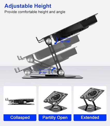 Adjustable Laptop Stand,Ergonomic Foldable Notebook Computer Holder.Compatible with MacBook iPad Dell HP Lenovo ThinkPad Acer ASUS Samsung and More 10-17" Laptops Tablets,Black in Kuwait