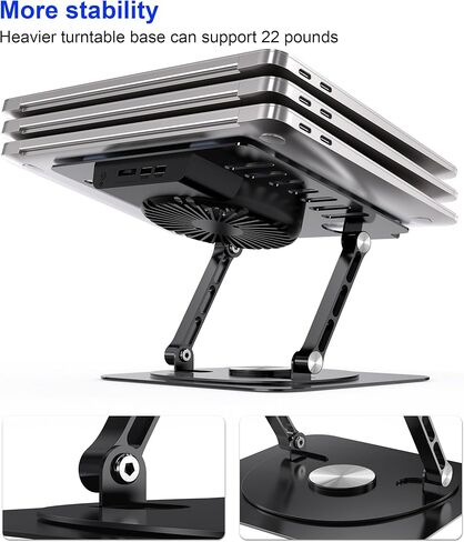 Adjustable Laptop Stand,Ergonomic Foldable Notebook Computer Holder.Compatible with MacBook iPad Dell HP Lenovo ThinkPad Acer ASUS Samsung and More 10-17" Laptops Tablets,Black in Kuwait