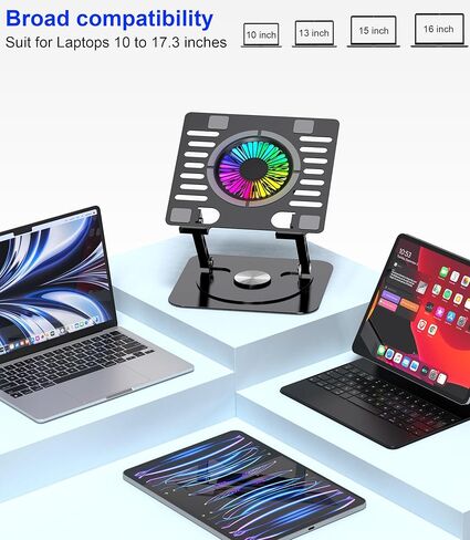 Adjustable Laptop Stand,Ergonomic Foldable Notebook Computer Holder.Compatible with MacBook iPad Dell HP Lenovo ThinkPad Acer ASUS Samsung and More 10-17" Laptops Tablets,Black in Kuwait