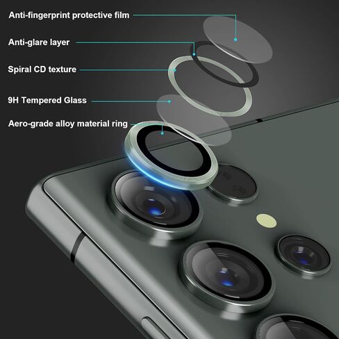 [5+5 Pack] for Samsung Galaxy S23 Ultra Camera Lens Protector 9H Tempered Glass Camera Screen Protector for S23 Ultra Accessories Aluminum Edge Lens Cover HD Clear Case Friendly 2 Sets [Black] in Saudi Arabia