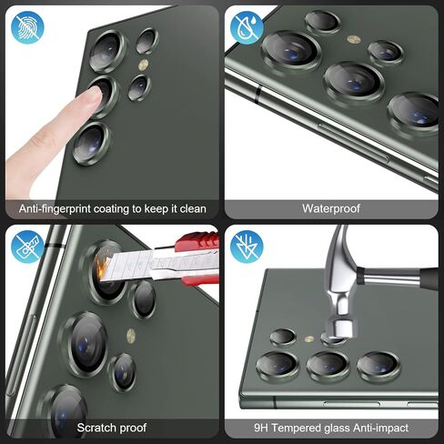 [5+5 Pack] for Samsung Galaxy S23 Ultra Camera Lens Protector 9H Tempered Glass Camera Screen Protector for S23 Ultra Accessories Aluminum Edge Lens Cover HD Clear Case Friendly 2 Sets [Black] in Saudi Arabia