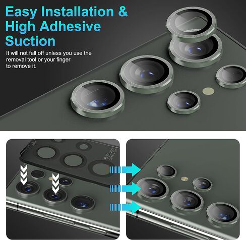 [5+5 Pack] for Samsung Galaxy S23 Ultra Camera Lens Protector 9H Tempered Glass Camera Screen Protector for S23 Ultra Accessories Aluminum Edge Lens Cover HD Clear Case Friendly 2 Sets [Black] in Saudi Arabia