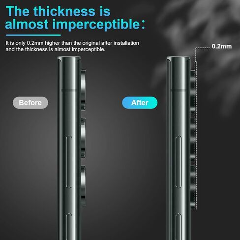 [5+5 Pack] for Samsung Galaxy S23 Ultra Camera Lens Protector 9H Tempered Glass Camera Screen Protector for S23 Ultra Accessories Aluminum Edge Lens Cover HD Clear Case Friendly 2 Sets [Black] in Saudi Arabia