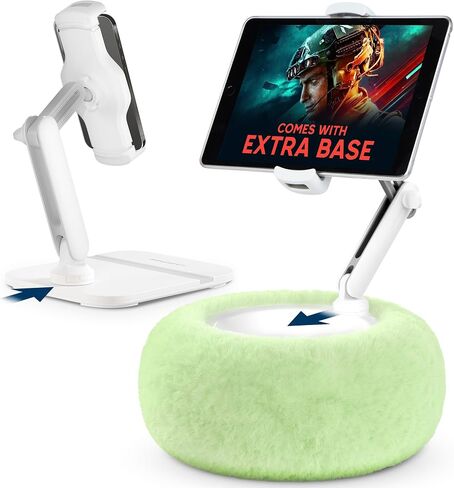 SHOPPINGALL 2-in-1 Tablet Holder Pillow Stand for 4.7"-13" Phone/Tablet/iPad/Kindle, 360°Adjustable Convertible Phone Holder for Bed with Detachable Soft Plush Fabric Cushion - SA-209ZD3-Gray in Saudi Arabia