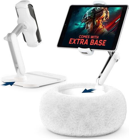 SHOPPINGALL 2-in-1 Tablet Holder Pillow Stand for 4.7"-13" Phone/Tablet/iPad/Kindle, 360°Adjustable Convertible Phone Holder for Bed with Detachable Soft Plush Fabric Cushion - SA-209ZD3-Gray in Saudi Arabia