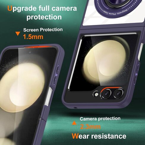 Aukvite Z Flip 6 Case for Samsung Galaxy Z Flip 6, Magnetic Flip Case for Galaxy Z Flip 6, Full Body Protective Cover Case with 360°Ring Kickstand Compatible with MagSafe Wireless Charging Black in Saudi Arabia