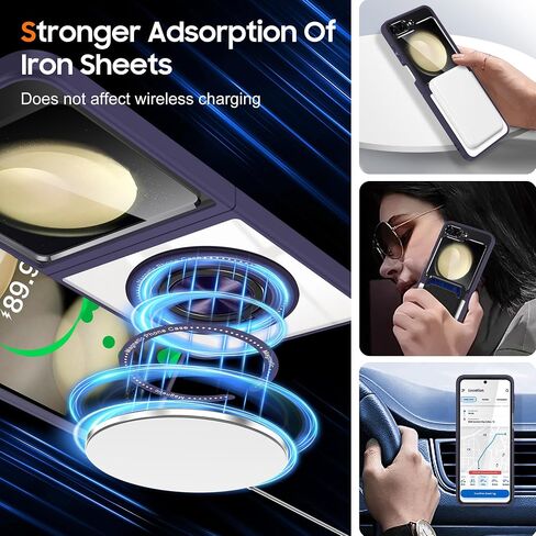 Aukvite Z Flip 6 Case for Samsung Galaxy Z Flip 6, Magnetic Flip Case for Galaxy Z Flip 6, Full Body Protective Cover Case with 360°Ring Kickstand Compatible with MagSafe Wireless Charging Black in Saudi Arabia