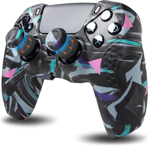 WC GripZ - Anti-Slip Silicone Controller Skin for PlayStation 5 by Wicked Cushions | Extra Grippy Protective Cover with Stylish Designs | Includes 2 Thumbstick Covers | 90's White in Kuwait