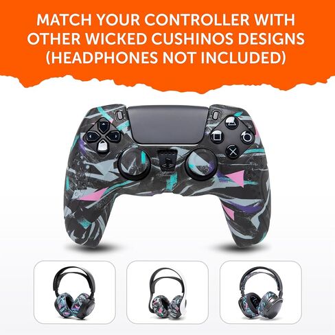 WC GripZ - Anti-Slip Silicone Controller Skin for PlayStation 5 by Wicked Cushions | Extra Grippy Protective Cover with Stylish Designs | Includes 2 Thumbstick Covers | 90's White in Kuwait
