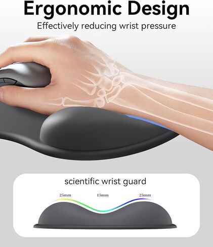eulps Mouse Pad with Gel Wrist Rest, Ergonomic Comfortable Computer Wrist Support for Laptop, Pain Relief Mousepad with Non-Slip PU Base for Office & Home (Black Cat) in Kuwait