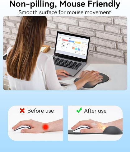 eulps Mouse Pad with Gel Wrist Rest, Ergonomic Comfortable Computer Wrist Support for Laptop, Pain Relief Mousepad with Non-Slip PU Base for Office & Home (Black Cat) in Kuwait