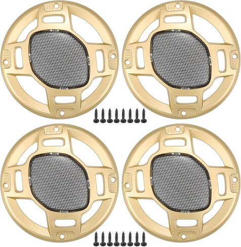 Acropix 6 "سيارات مكبر صوت شواهد غطاء شبكة جولة 6 بوصة مكبر صوت مكبر صوت مضخم صوت حامي مع مسامير تصاعد النغمة الفضية الحديد الأسود - حزمة 4 in Saudi Arabia