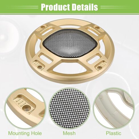 Acropix 6 "سيارات مكبر صوت شواهد غطاء شبكة جولة 6 بوصة مكبر صوت مكبر صوت مضخم صوت حامي مع مسامير تصاعد النغمة الفضية الحديد الأسود - حزمة 4 in Saudi Arabia