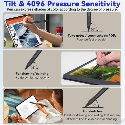 Microsoft Surface Pen -Surface Stylus for Surface Pro 11/10/9/X/8/7/6/5/4/3, Surface Go 4/3/2/1, Surface Laptop/Studio/Book 4/3/2/1 Stylus Pen with Palm Rejection, Rechargeable, 4096 Pressure in Saudi Arabia