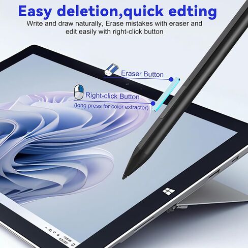 Microsoft Surface Pen -Surface Stylus for Surface Pro 11/10/9/X/8/7/6/5/4/3, Surface Go 4/3/2/1, Surface Laptop/Studio/Book 4/3/2/1 Stylus Pen with Palm Rejection, Rechargeable, 4096 Pressure in Saudi Arabia