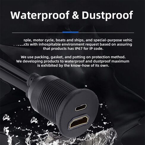 xiwai Waterproof Dustproof USB-C Type-C USB 3.1 10Gbps Extension Flush Car Latch Mount Extension Cable for Dashboard Panel in Saudi Arabia