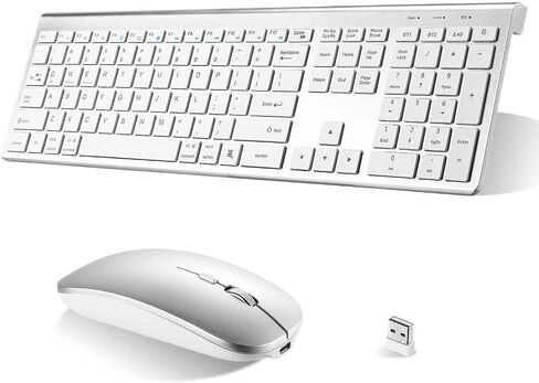 UrbanX Plug and Play Compact Rechargeable Wireless Bluetooth Full Size Keyboard and Mouse Combo for ‎LG ‎50UP8000PUR TV - Windows, macOS, iPadOS, Android, PC, Mac, Laptop, Smartphone, Tablet -Black in Saudi Arabia