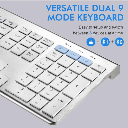UrbanX Plug and Play Compact Rechargeable Wireless Bluetooth Full Size Keyboard and Mouse Combo for ‎LG ‎50UP8000PUR TV - Windows, macOS, iPadOS, Android, PC, Mac, Laptop, Smartphone, Tablet -Black in Saudi Arabia