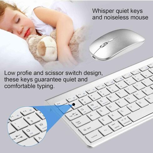UrbanX Plug and Play Compact Rechargeable Wireless Bluetooth Full Size Keyboard and Mouse Combo for ‎LG ‎50UP8000PUR TV - Windows, macOS, iPadOS, Android, PC, Mac, Laptop, Smartphone, Tablet -Black in Saudi Arabia