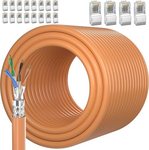 كابل Ethernet 40 قدمًا ، CAT 7 CABLE SFTP Triple Ethernet Cable الداخلي ، عالي السرعة 10 جيجابت في الثانية 600 ميجا هرتز ، مقاومة للماء/UV ، دفن مباشر ، كابل LAN مع RJ45 لجهاز التوجيه in Kuwait