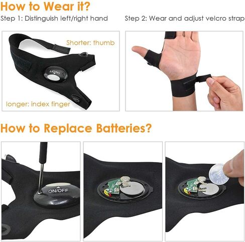 HANPURE Rechargeable LED Flashlight Gloves Stocking Stuffers for Adults Men Christmas Birthday Gift Idea for Dad Husband Him Boyfriend Car Guy Waterproof Lighted Gloves for Repairing Fishing Camping in Saudi Arabia