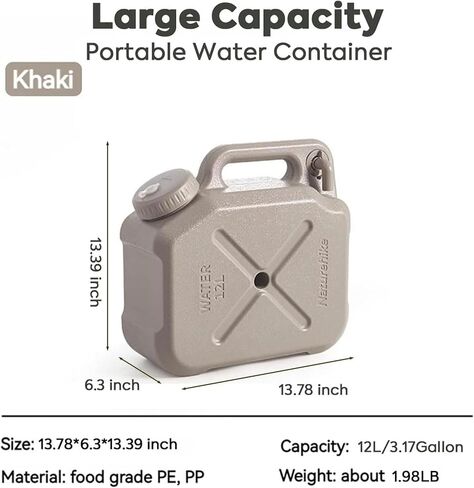 Naturehike Camping Water Container, 3.17/5.28 Gallon Portable Water Container with Spigot, Water Tank, Portable Emergency Water Storage Camp Water Jug for Camping, Hiking in Saudi Arabia