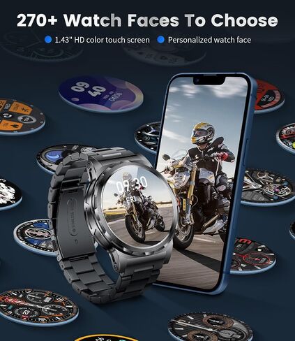 LIGE Military Smart Watch for Men(Answer/Make Call),1.43" HD AMOLED Rugged Smartwatch for iPhone Android Phone,Fitness Watch,Silver Sport Watch with 120+ Sport Modes/5ATM Waterproof/Heart Rate in Saudi Arabia