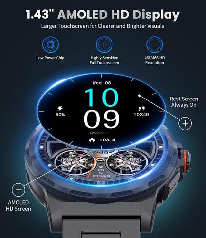 LIGE Military Smart Watch for Men(Answer/Make Call),1.43" HD AMOLED Rugged Smartwatch for iPhone Android Phone,Fitness Watch,Silver Sport Watch with 120+ Sport Modes/5ATM Waterproof/Heart Rate in Saudi Arabia