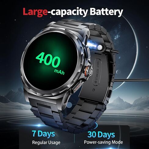 LIGE Military Smart Watch for Men(Answer/Make Call),1.43" HD AMOLED Rugged Smartwatch for iPhone Android Phone,Fitness Watch,Silver Sport Watch with 120+ Sport Modes/5ATM Waterproof/Heart Rate in Saudi Arabia