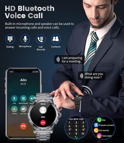 LIGE Military Smart Watch for Men(Answer/Make Call),1.43" HD AMOLED Rugged Smartwatch for iPhone Android Phone,Fitness Watch,Silver Sport Watch with 120+ Sport Modes/5ATM Waterproof/Heart Rate in Saudi Arabia