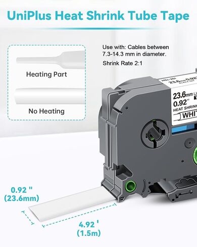 2-Pack Compatible for Brother Heat Shrink Tube HSe-231 HSe231 HS-231 HS231 0.46'' 11.7mm Black on White Label Tape for P Touch PT-D210 PT-D400 PT-E300 PT-E500 PT-P750WVP Label Maker in Saudi Arabia