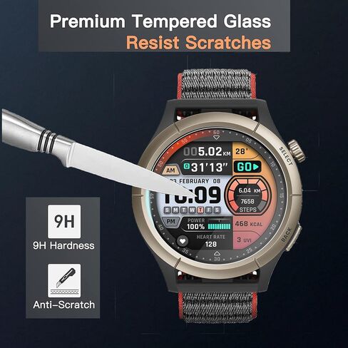 Compatible for Amazfit Cheetah Pro Screen Protector, [3 Pack] 9H Tempered Glass Screen Protector Film Compatible for Garmin Amazfit Cheetah Pro/Cheetah Smart Watch (Amazfit Cheetah glass-3 pack) in Saudi Arabia