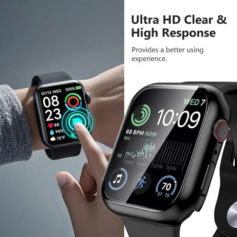 6 عبوات حافظة متوافقة مع Apple Watch 9 8 7 Series 41mm، مع واقي شاشة من الزجاج المقوى، غطاء رفيع للغاية مقاوم للخدش لـ iWatch S9/S8/S7، ممتص الصدمات عالي الدقة من البولي كربونات الصلب بالكامل in Saudi Arabia