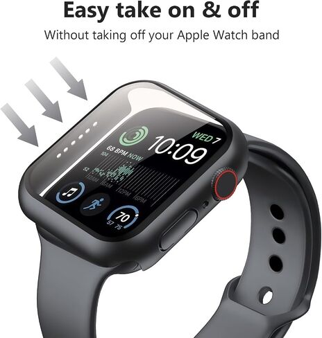 6 عبوات حافظة متوافقة مع Apple Watch 9 8 7 Series 41mm، مع واقي شاشة من الزجاج المقوى، غطاء رفيع للغاية مقاوم للخدش لـ iWatch S9/S8/S7، ممتص الصدمات عالي الدقة من البولي كربونات الصلب بالكامل in Saudi Arabia