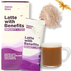 Alpine Start Matcha with Benefits 5 count single serve carton, Immunity + Focus Support Matcha Tea, Organic Matcha Powder, Vegan, Paleo, Non-GMO
