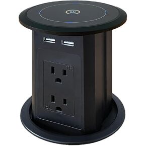 ZESHAN Four-Sided Pop up Power Outlet with Wireless Charger, 2 USB C and 1 USB A Fast Charging for Home,Office or Conference Room, White